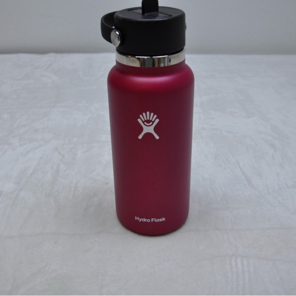 Discontinued Hydro Flask Bottle 32 oz Snapper Wide Mouth Straw Stainless Steel